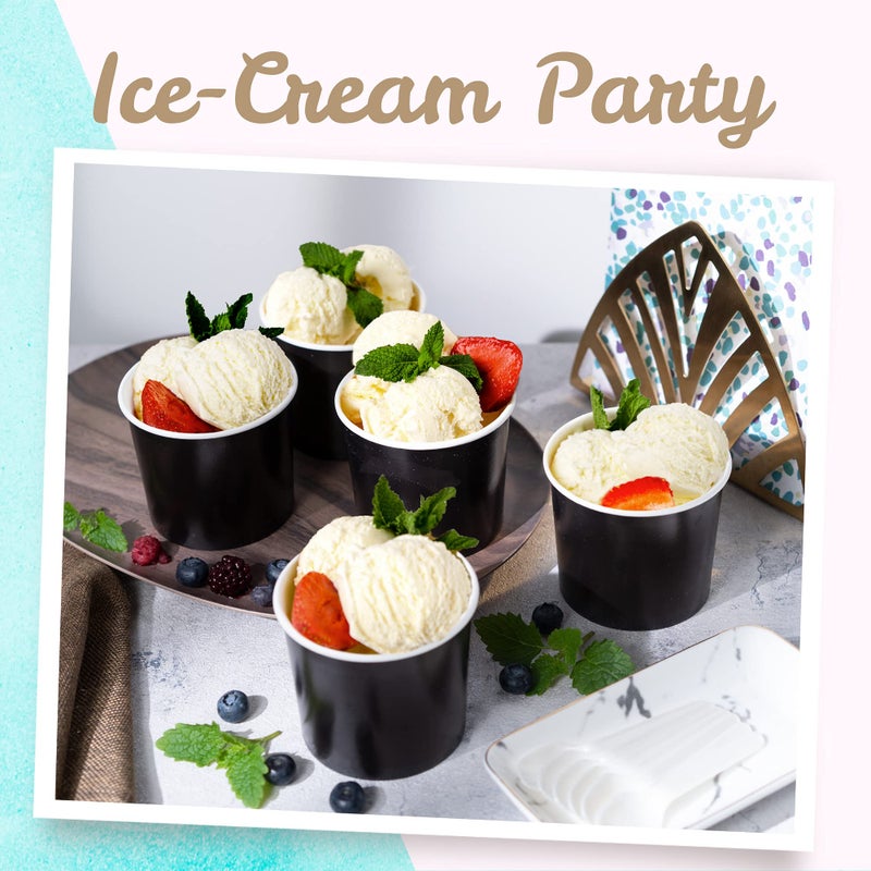 MATICAN Sturdy Black, 50-Count 11-Oz Disposable Dessert Bowls, Ideal for Hot or Cold Food, Party Supplies Treat Cups for Sundae, Frozen Yogurt, Soup, Black - Image 2